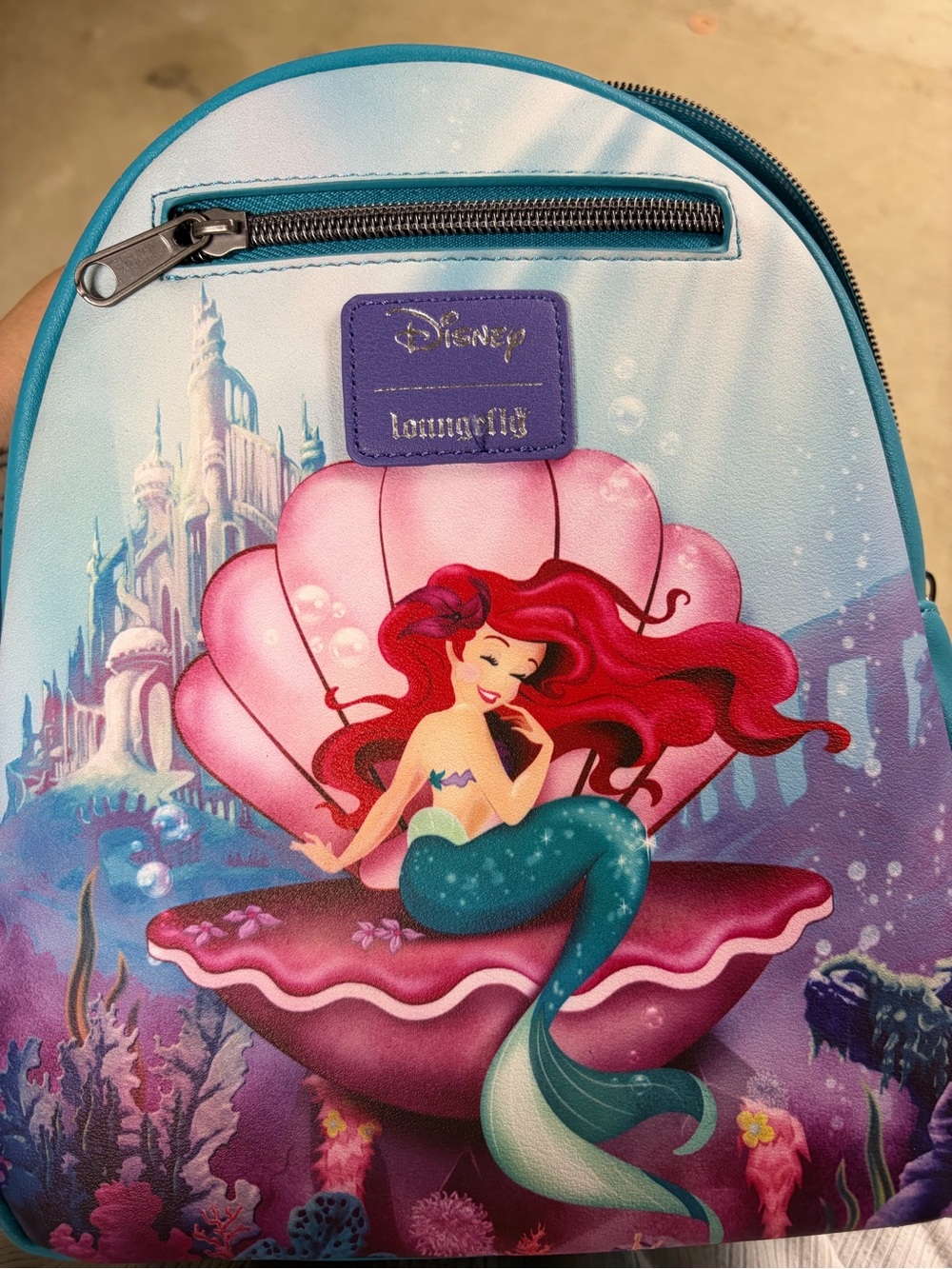 Loungefly Ariel the little Mermaid Shell Mini Backpack - Teal, Pink & Purple